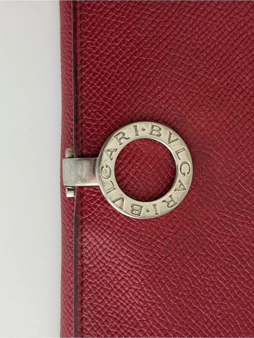 Authentic Bvlgari Clip Red Leather Long Wallet